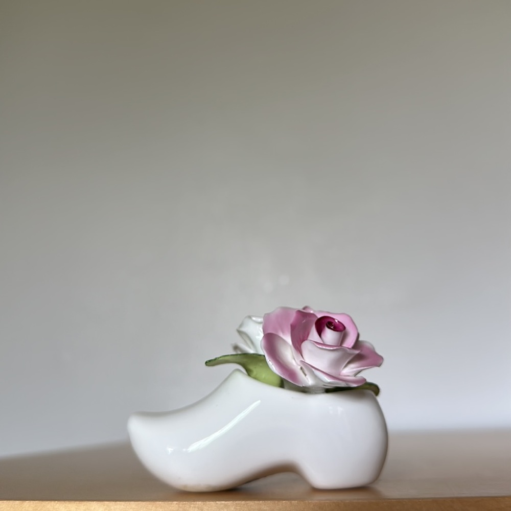 Flowers in Dutch Shoe Vintage Figurine - Handmade Aristocrat Bone China England